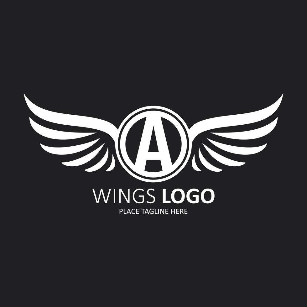 Winged shield icon and logo. vector illustration