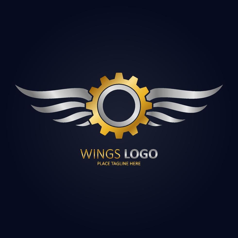 Winged shield icon and logo. vector illustration