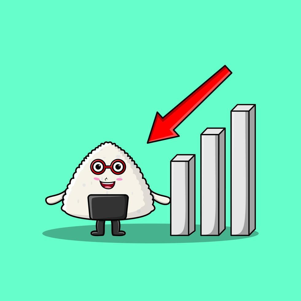 cute cartoon sushi with down sign graphic vector