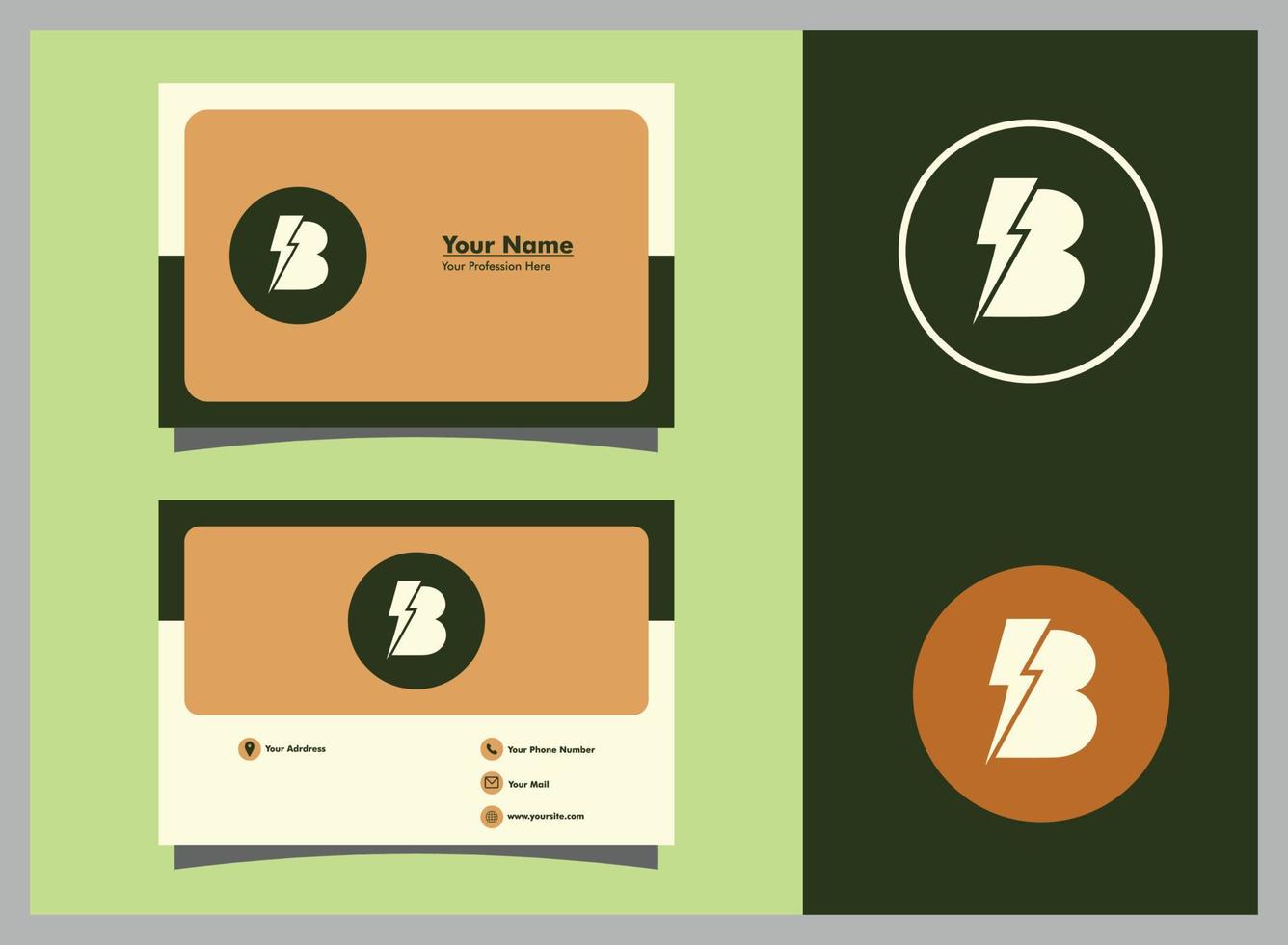 tarjeta de visita limpia y vector de diseño de logotipo de letra b