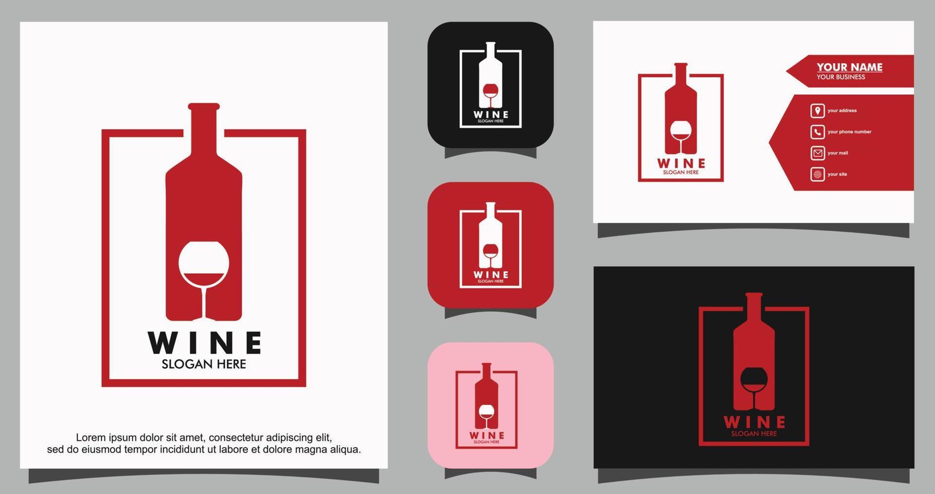 Wine glass logo design template vector