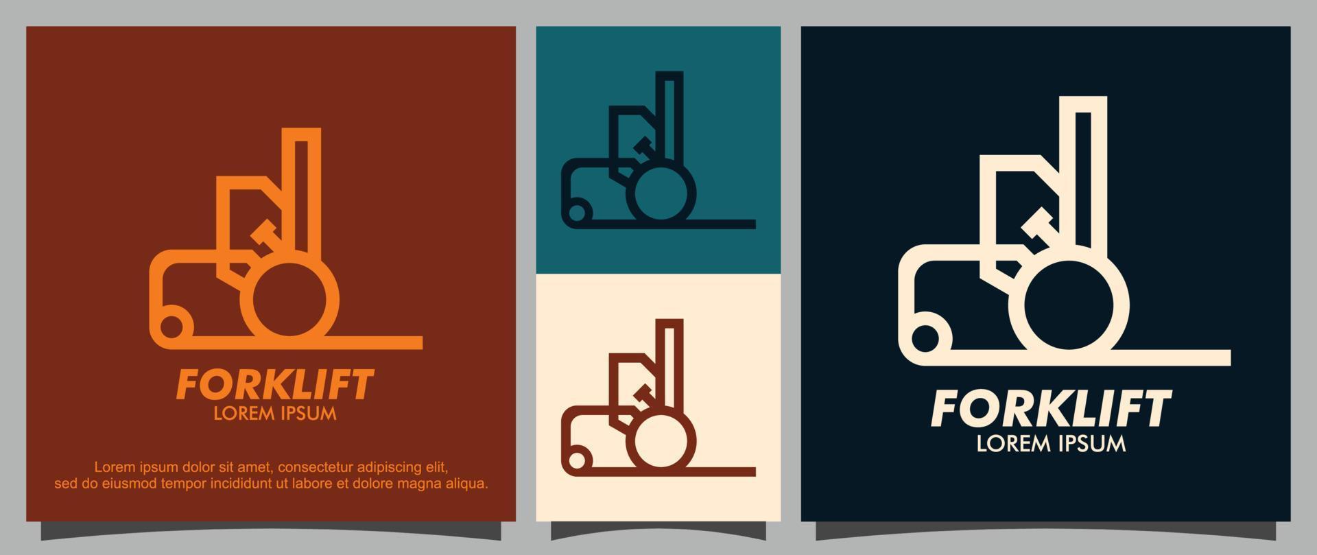 Heavy equipment forklift logo design template vector