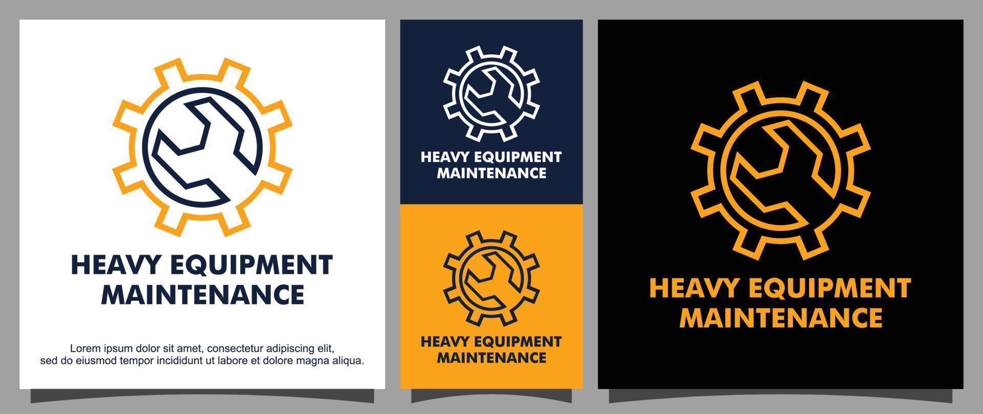 Heavy equipment maintenance logo design template vector