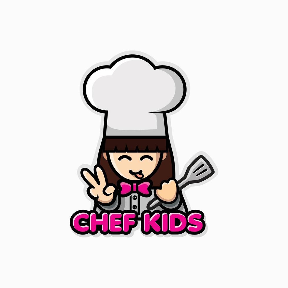 Chef kids logo design character vector