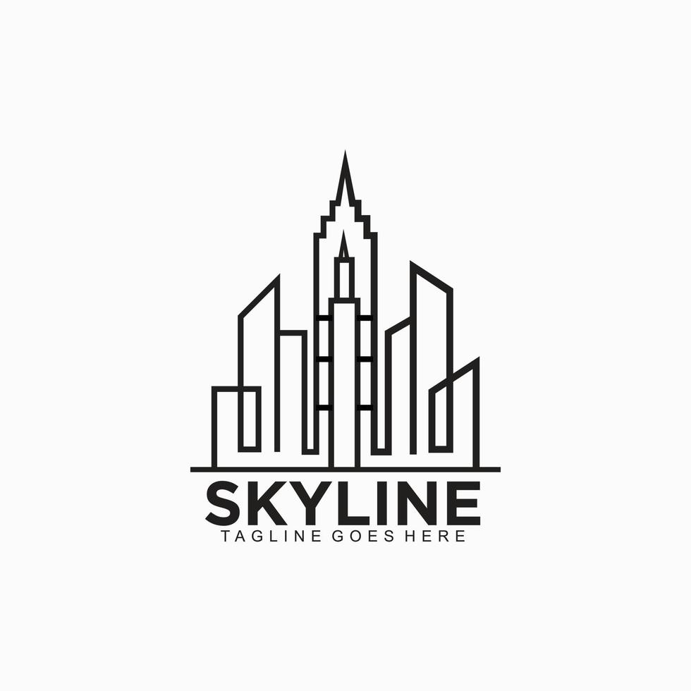 City skyline logo design vector with line concept