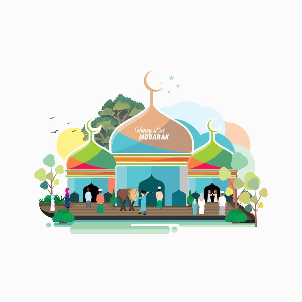 Eid mubarak islamic illustration design vector