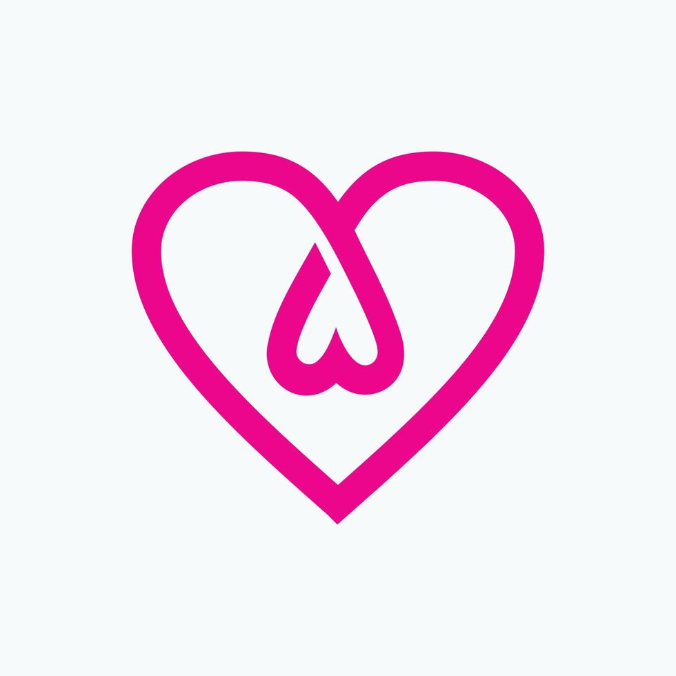 símbolo de icono de corazón de diseño vectorial de amor en diseño plano vector