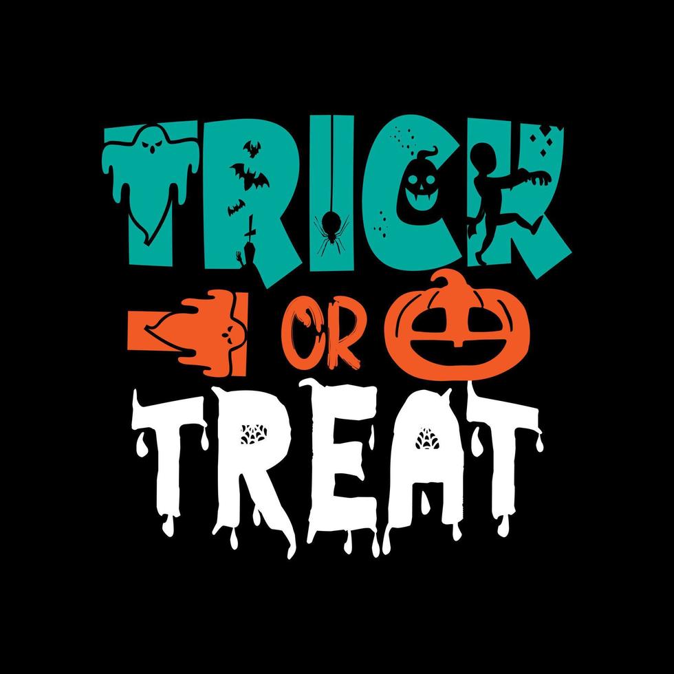 truco o trato letras de tipografía para camiseta vector