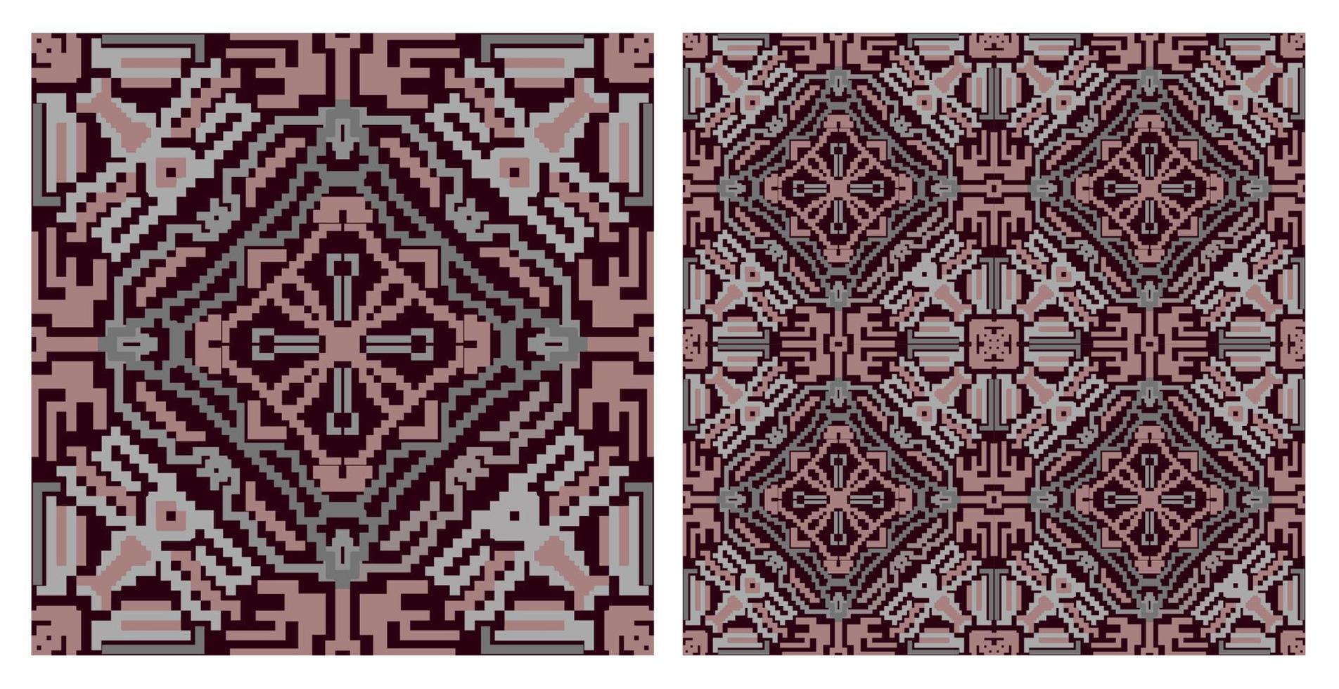 diseño abstracto de patrones de píxeles sin fisuras ideal para pañuelos de seda, pañuelos, pañuelos, ropa de cuello, chal, hiyab, tela, textil, papel pintado, alfombra, manta, cerámica o azulejos. obras de arte para la impresión de moda. vector