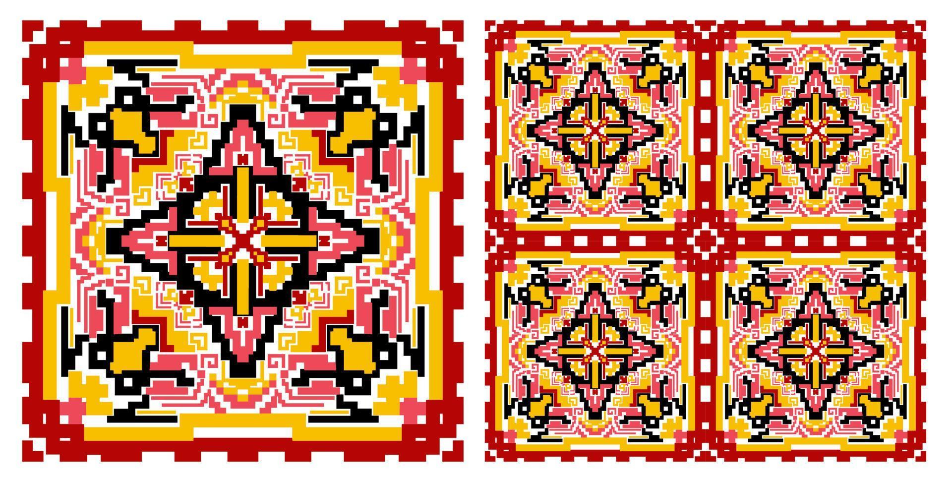Abstract Seamless Pixel Pattern Design Ideal for silk scarf, kerchief, bandana, neck wear, shawl, hijab, fabric, textile, wallpaper, carpet, blanket, ceramics, or tiles. Artwork for fashion printing. vector