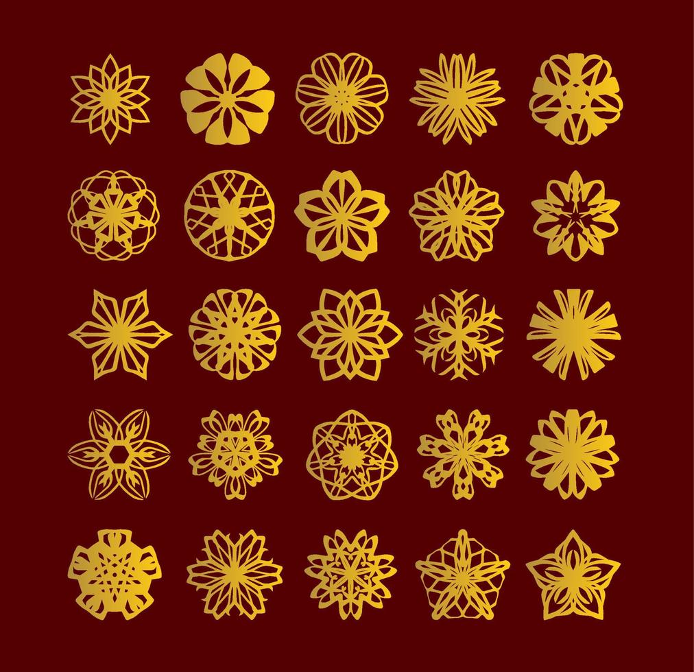 Flowers ornament set. Vector pictogram. Arabesque ornaments design. Line art vector.