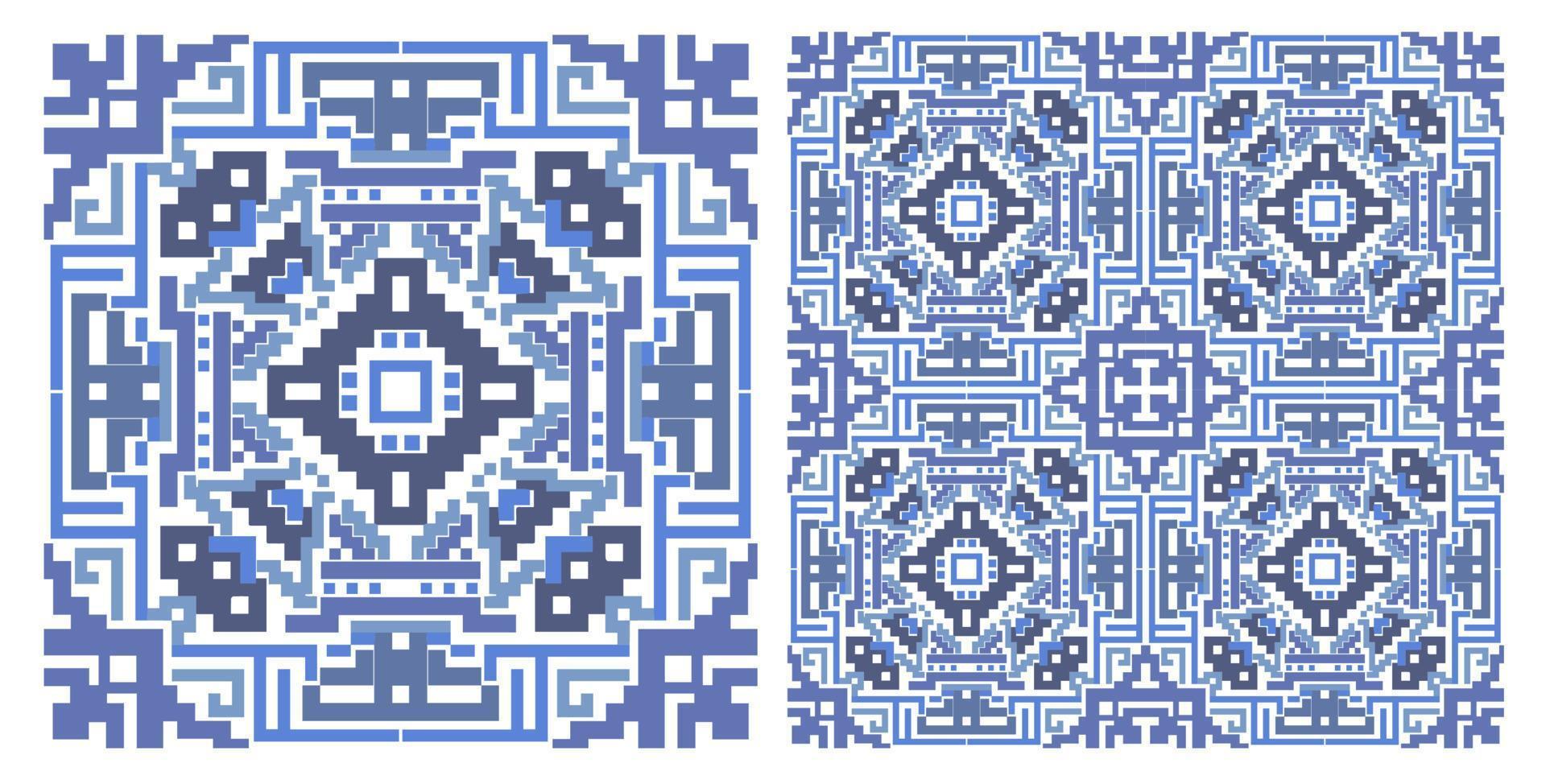 Abstract Seamless Pixel Pattern Design Ideal for silk scarf, kerchief, bandana, neck wear, shawl, hijab, fabric, textile, wallpaper, carpet, blanket, ceramics, or tiles. Artwork for fashion printing. vector