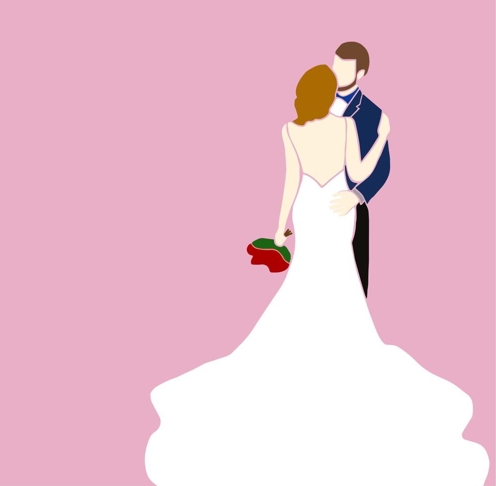 novios, personajes amantes, relaciones románticas. celebrando el amor. vector de beso y abrazo, propuesta, día de san valentín, invitación de tarjeta de boda. vector de boda romántico, ideal para tarjeta.