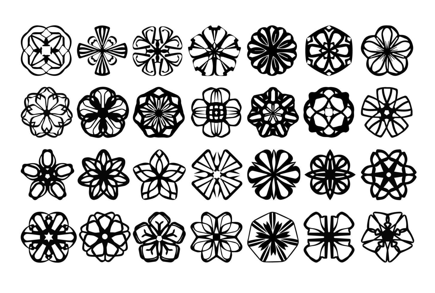 Flowers ornament set. Vector pictogram. Arabic ornaments design. Line art vector.