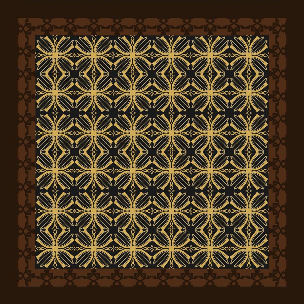 Golden and Brown Silk scarf pattern design useful for kerchief, bandana, neck wear, shawl, hijab, fabric, wallpaper, carpet, or blanket. Artwork for fashion printing. vector