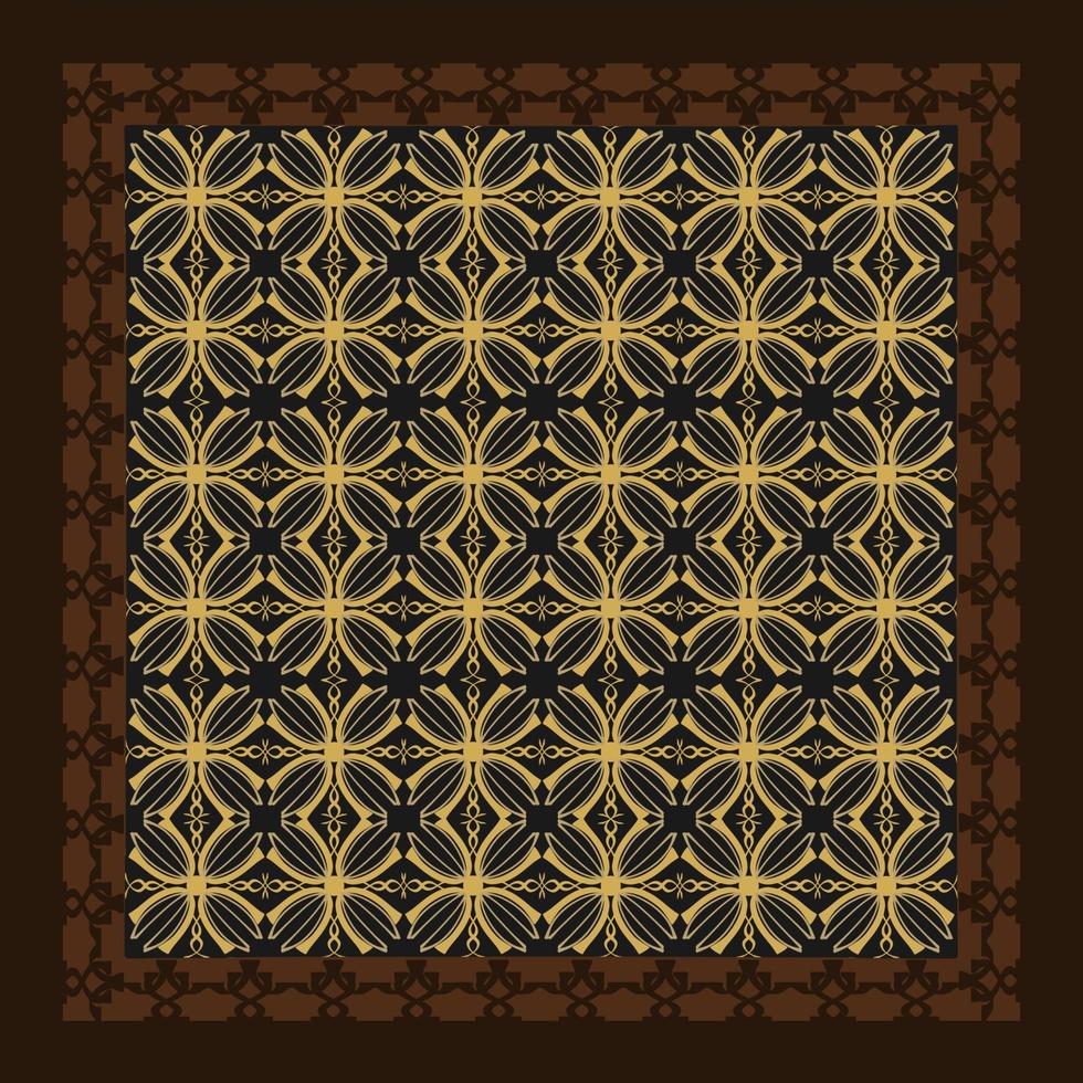 diseño de patrón de bufanda de seda dorada y marrón útil para pañuelo, bandana, ropa de cuello, chal, hiyab, tela, papel pintado, alfombra o manta. obras de arte para la impresión de moda. vector