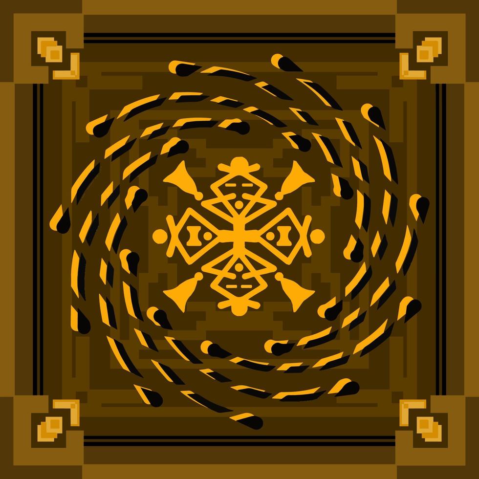 Geometric gold pattern design Ideal for silk scarf, kerchief, bandana, neck wear, shawl, hijab, fabric, textile, wallpaper, carpet, blanket, ceramics, or tiles. Artwork for fashion printing. vector