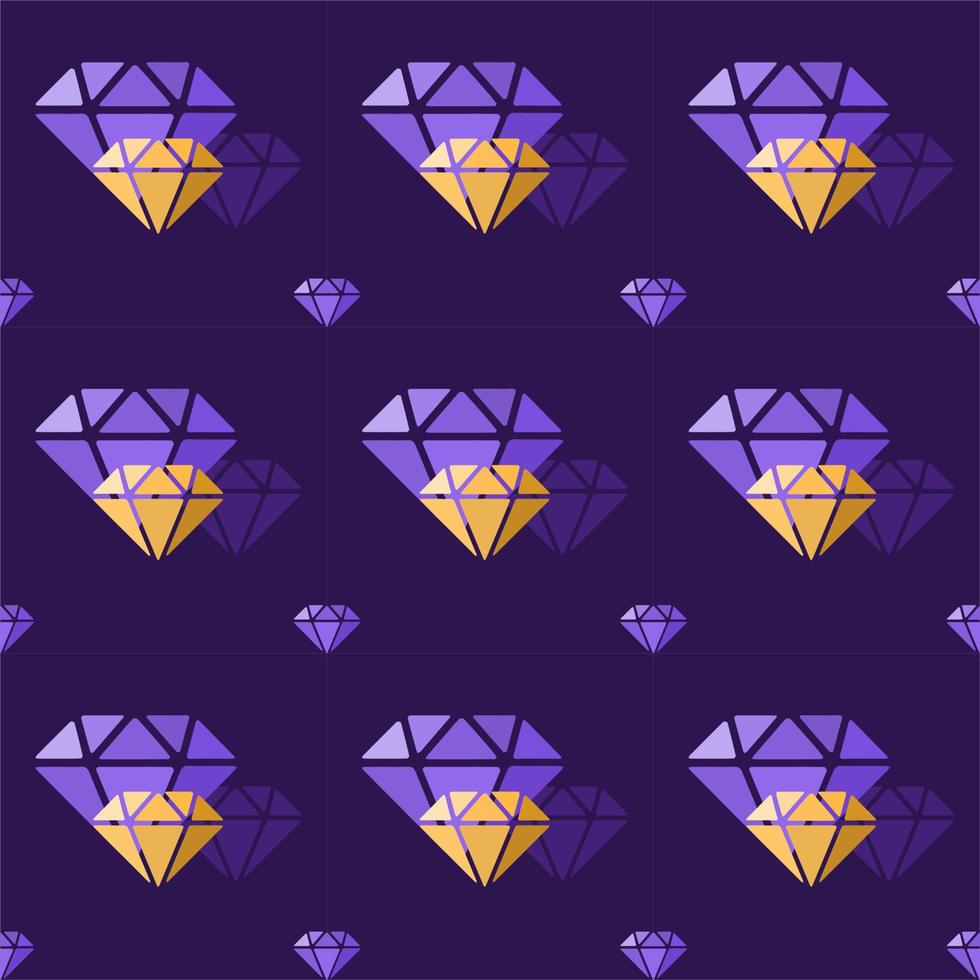 Colorful purple and yellow Diamond Seamless Pattern, Jewelry Geometric Background vector