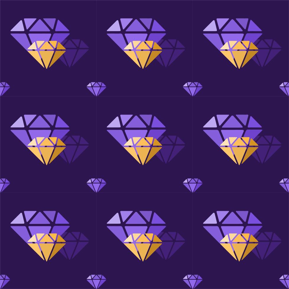 Colorful purple and yellow Diamond Seamless Pattern, Jewelry Geometric Background vector