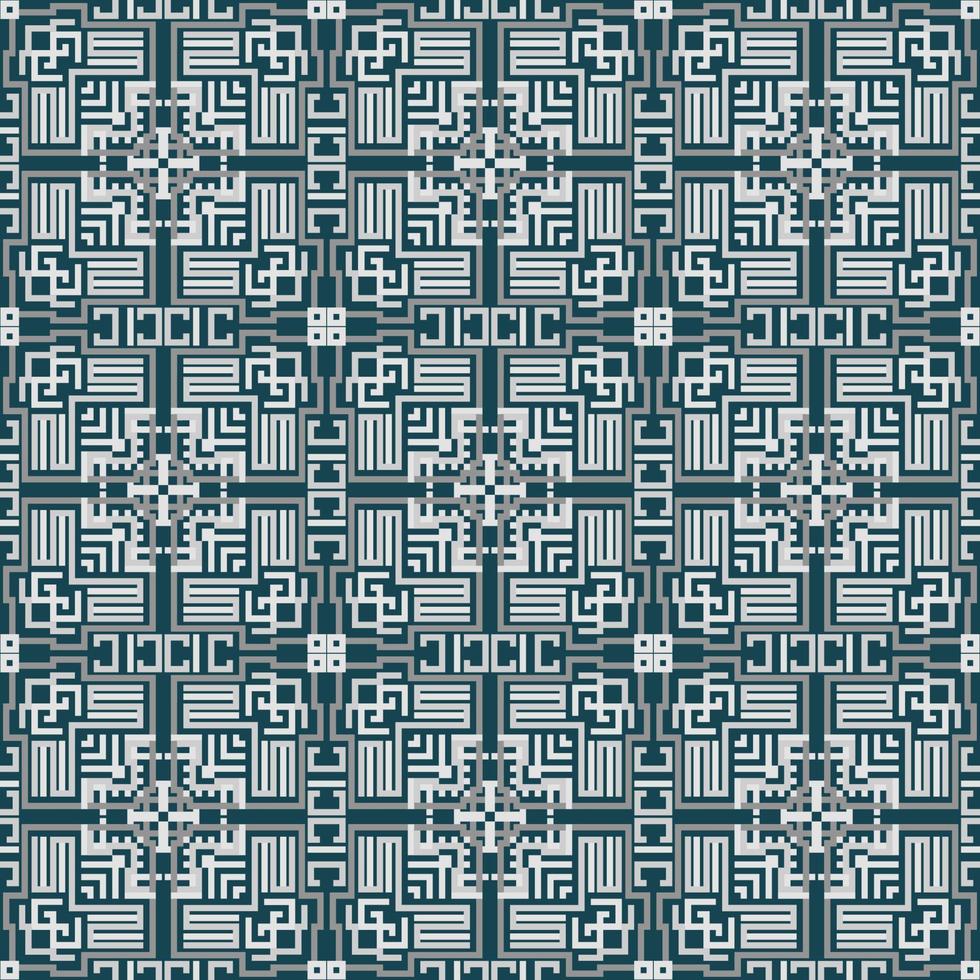 diseño abstracto de patrones de píxeles sin fisuras ideal para pañuelos de seda, pañuelos, pañuelos, ropa de cuello, chal, hiyab, tela, textil, papel pintado, alfombra, manta, cerámica o azulejos. vector