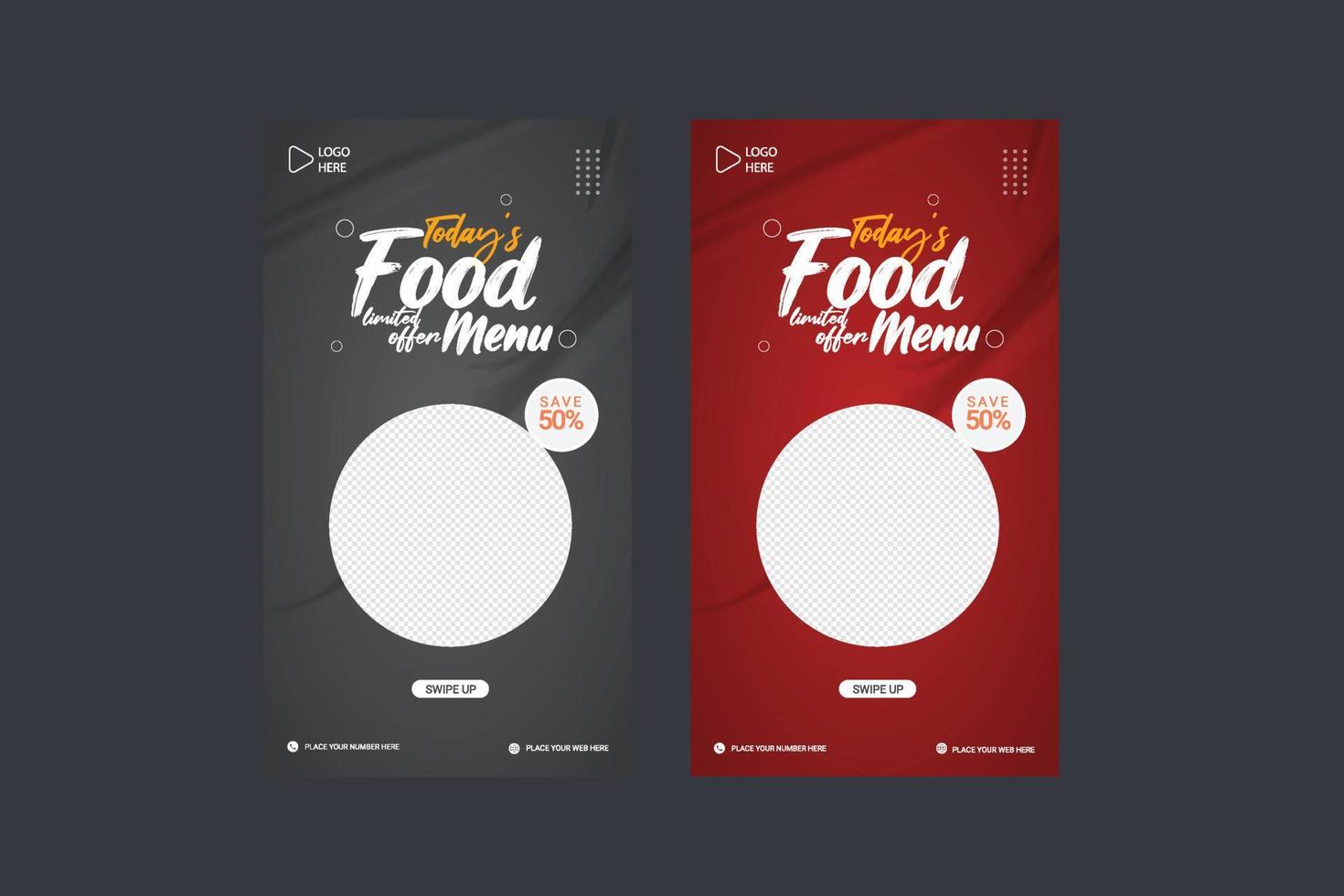 Delicious burger and food menu social media post story promotion banner template vector