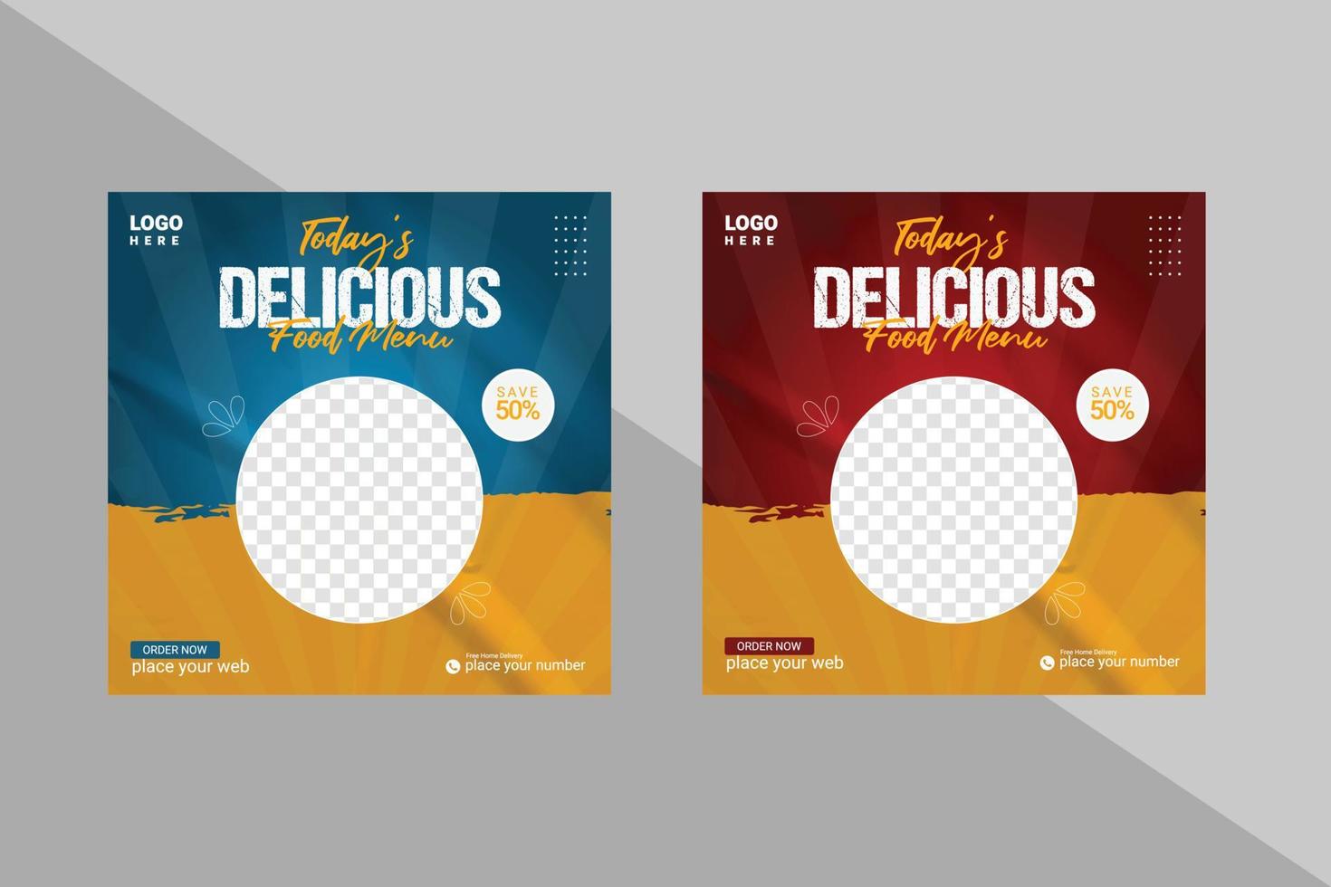 Promoción de alimentos en redes sociales y diseño de banners publicitarios. vector