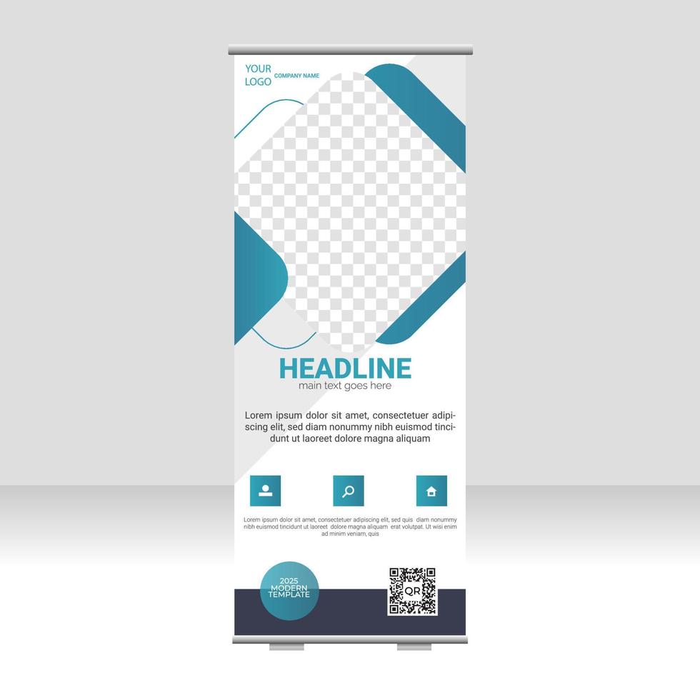 Corporate business roll up or stand banner template vector