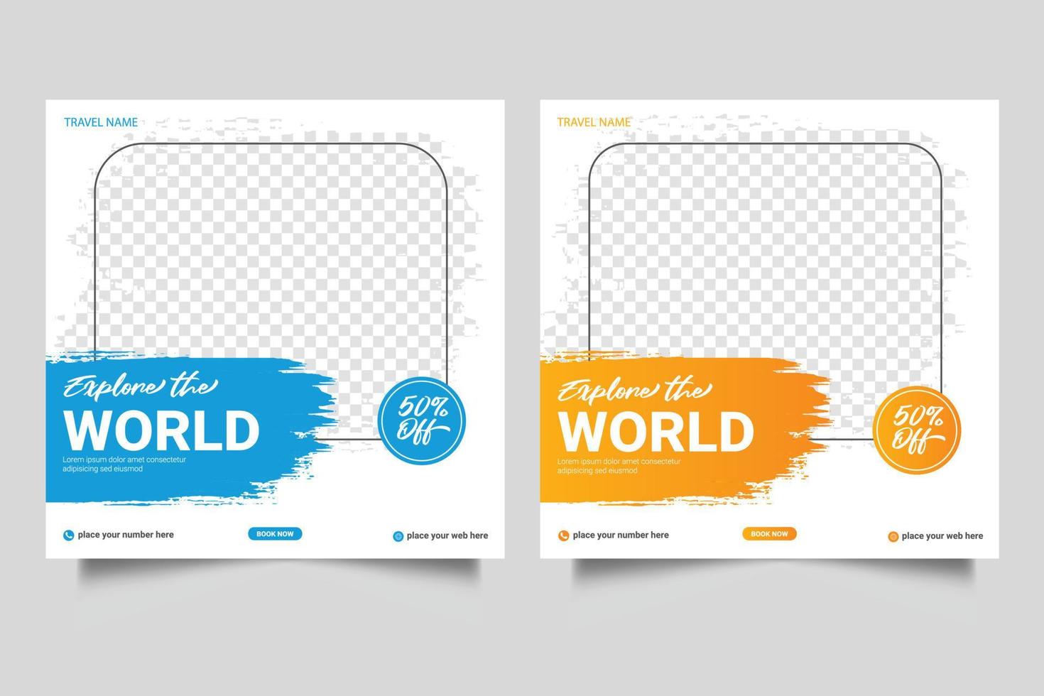 Travel vacation banner social media post or flyer design vector