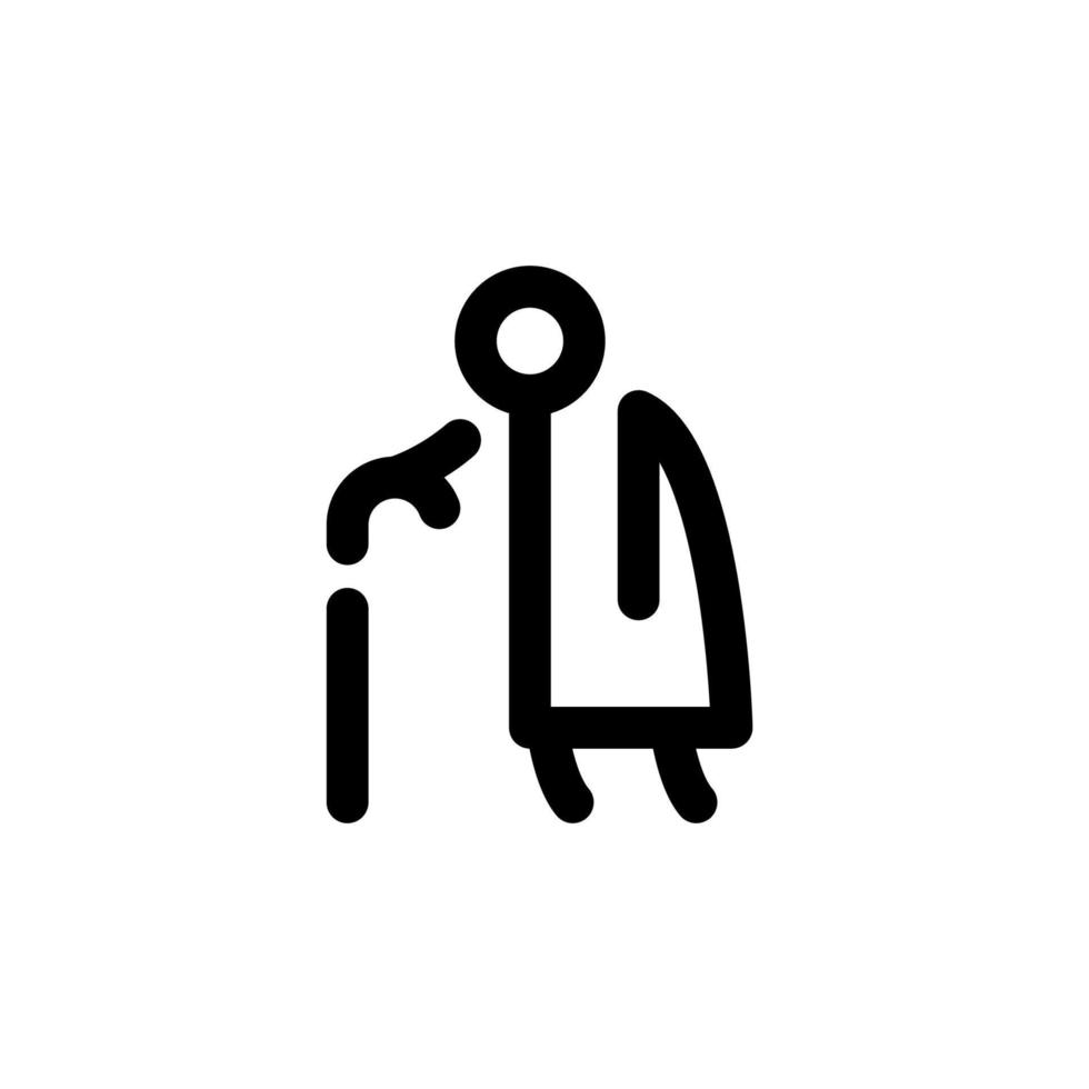 Old man with a cane line vector icon.
