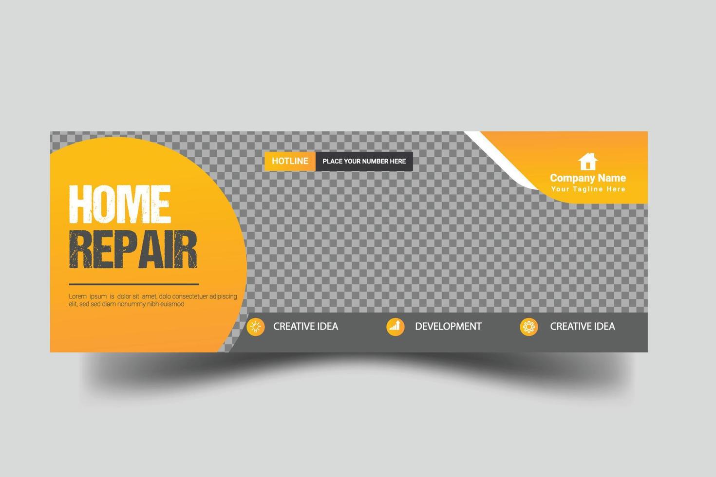 Construction and house renovation services cover web banner and social media post  design template vector