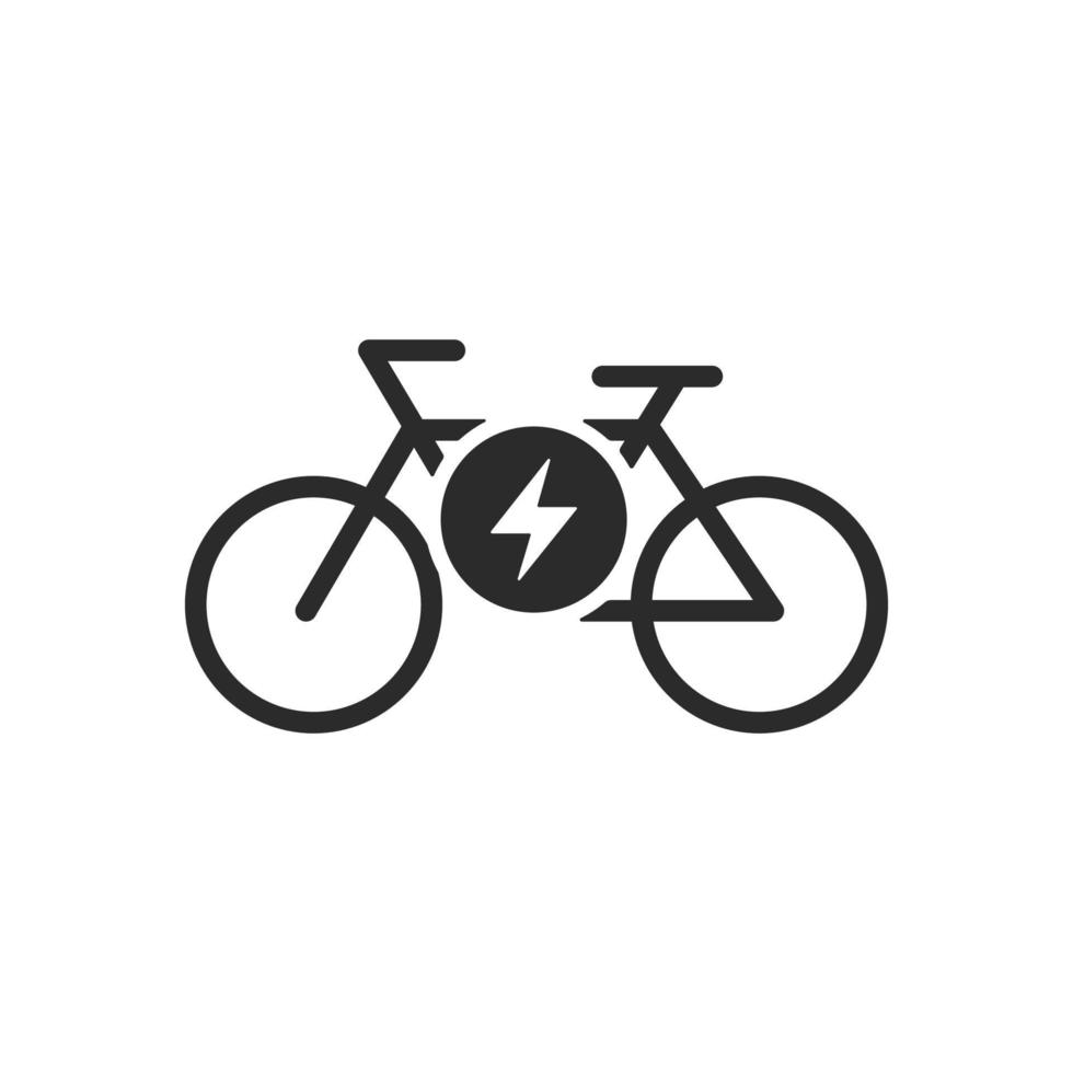 Icono de línea ebike, vector de diseño plano ecológico de bicicleta eléctrica aislado sobre fondo blanco.