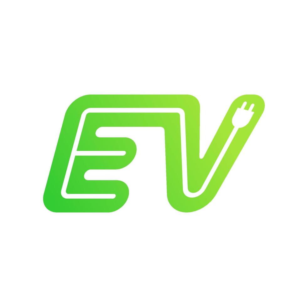 ev con símbolo de icono de enchufe, vehículo eléctrico, logotipo de punto de carga, concepto de vehículo ecológico. vector