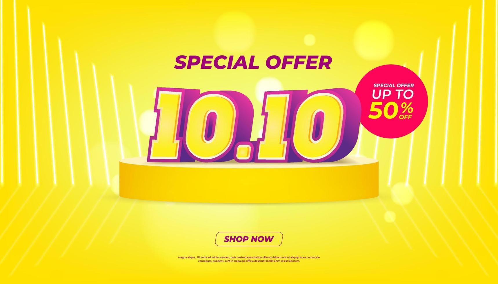 10.10 Shopping day Poster or banner. 10.10 Mega sale banner template design for social media and website. vector