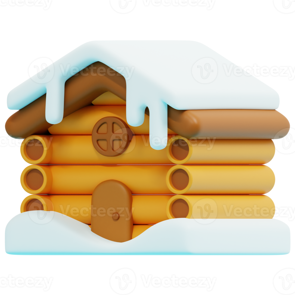 cabin 3d render icon illustration png