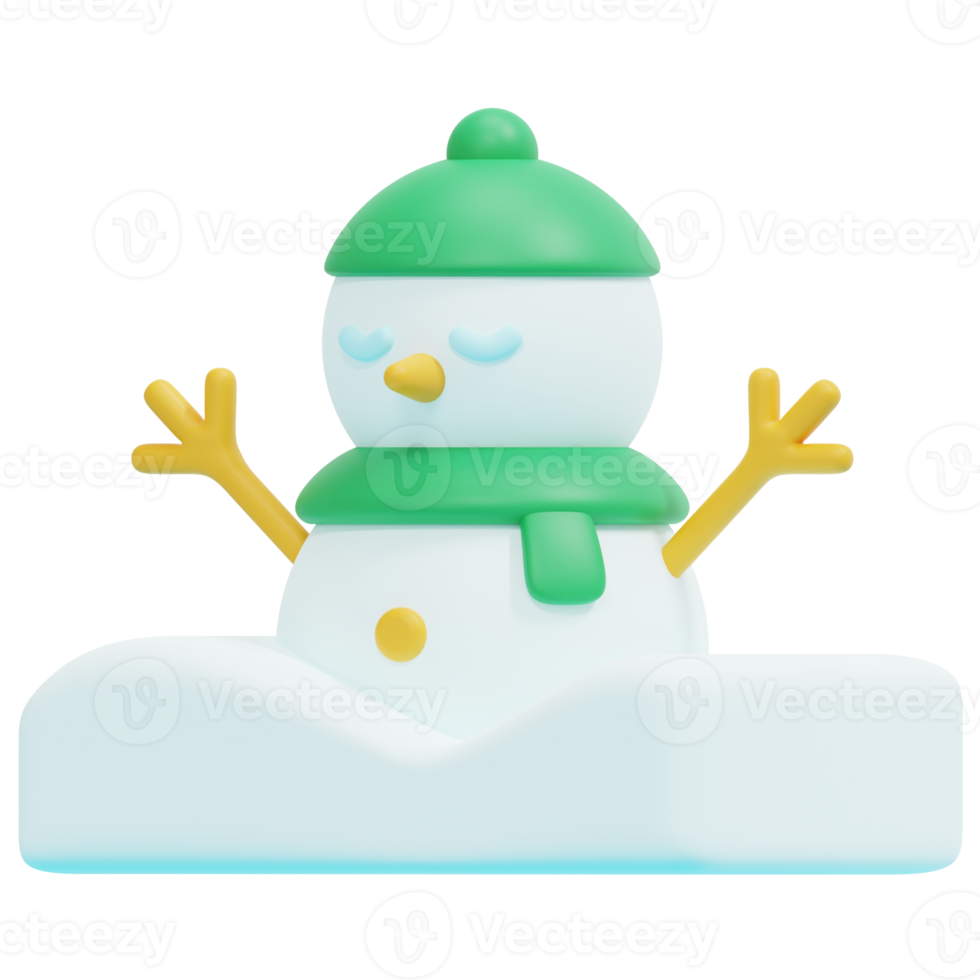 snowman 3d render icon illustration png