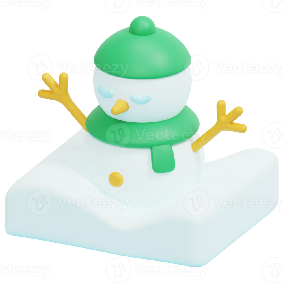 snowman 3d render icon illustration png