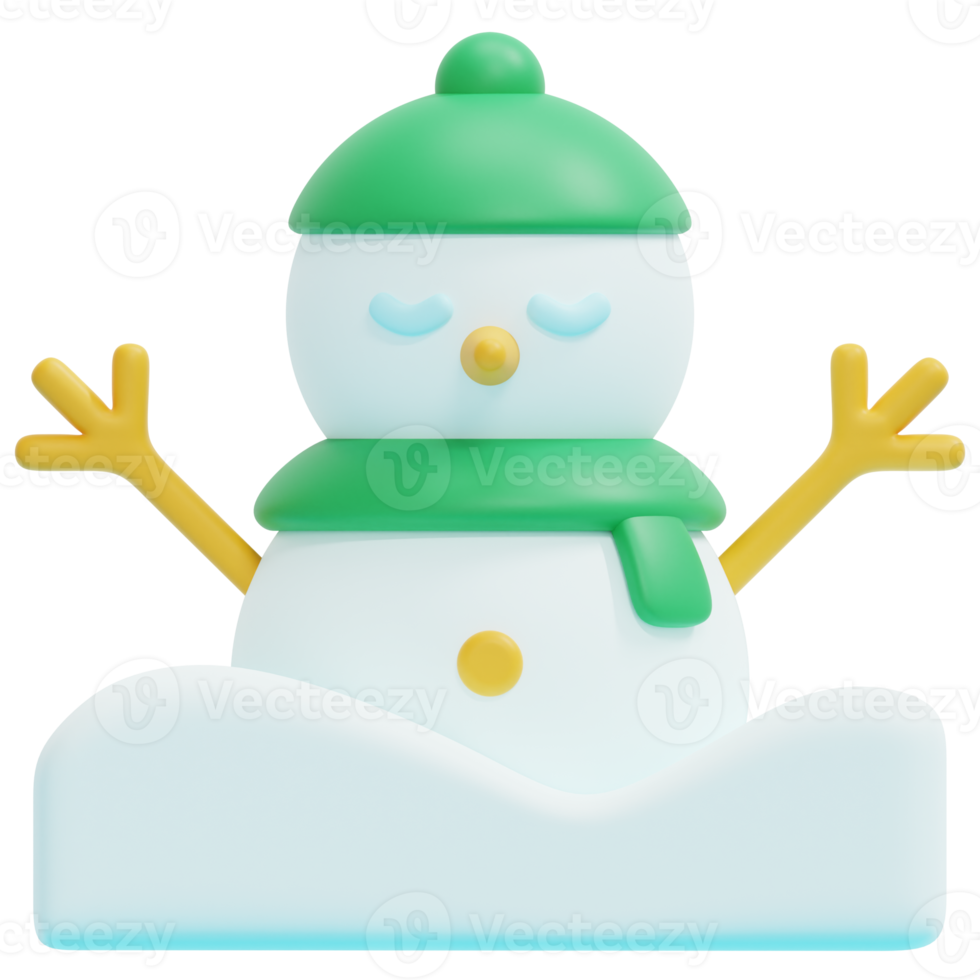 snowman 3d render icon illustration png