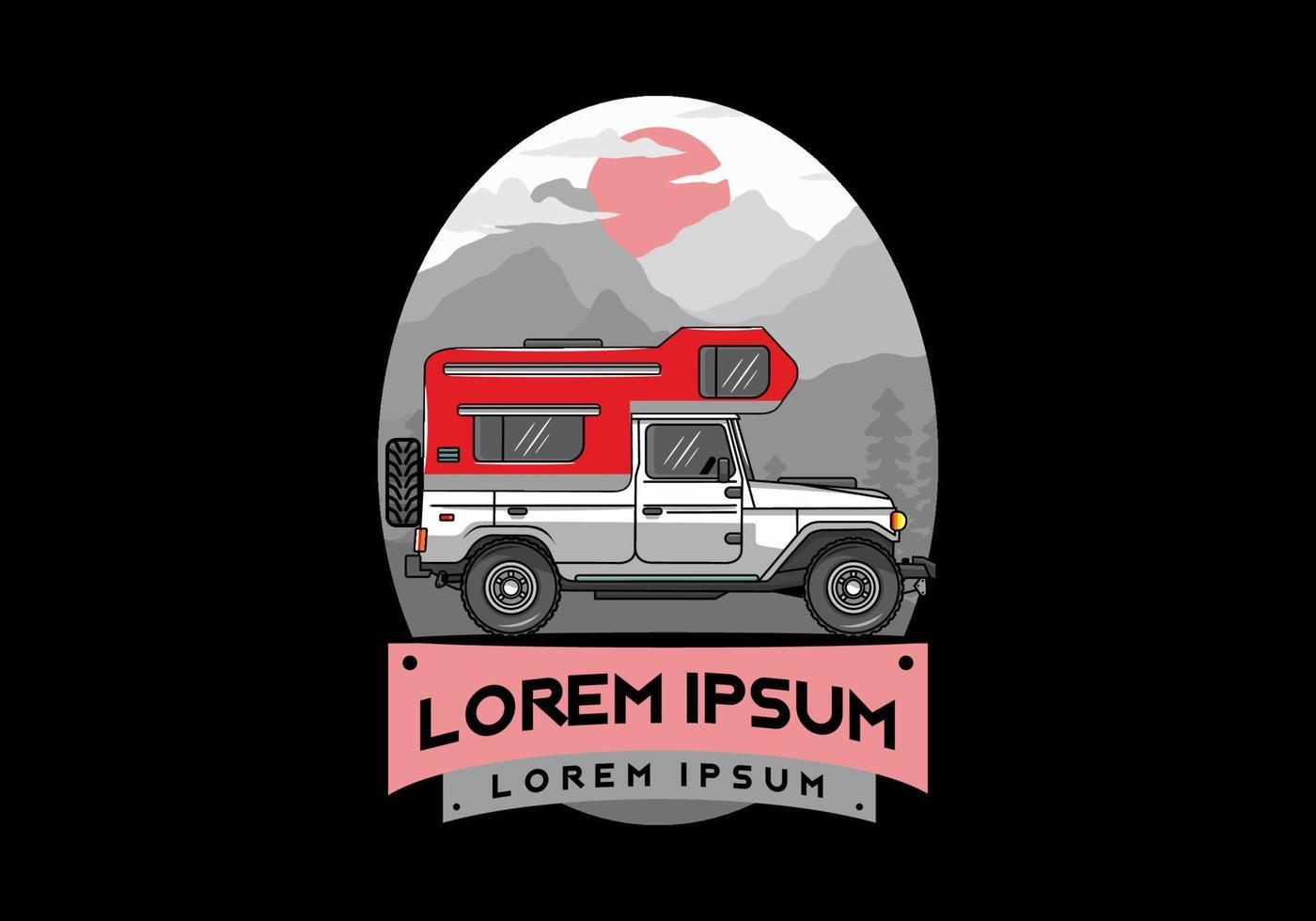 Big overland car illustration badge design vector
