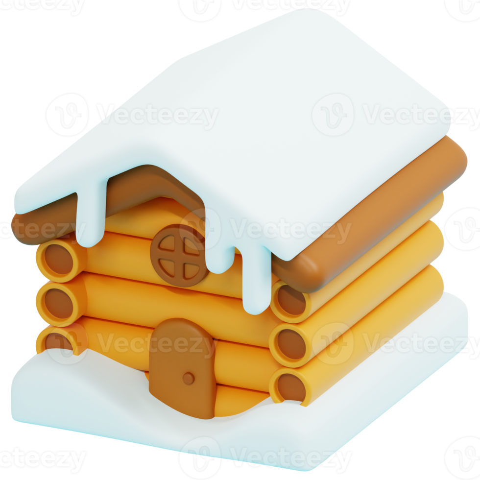 cabin 3d render icon illustration png