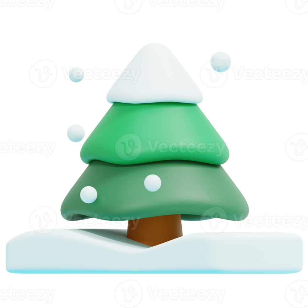 pine tree 3d render icon illustration png