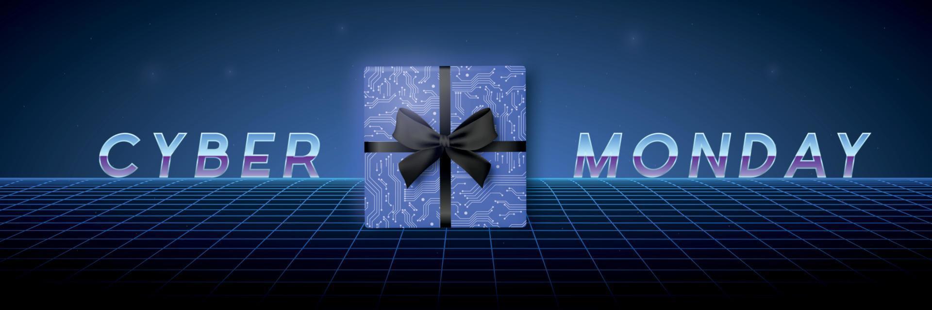 Cyber Monday design in futuristic style. vector