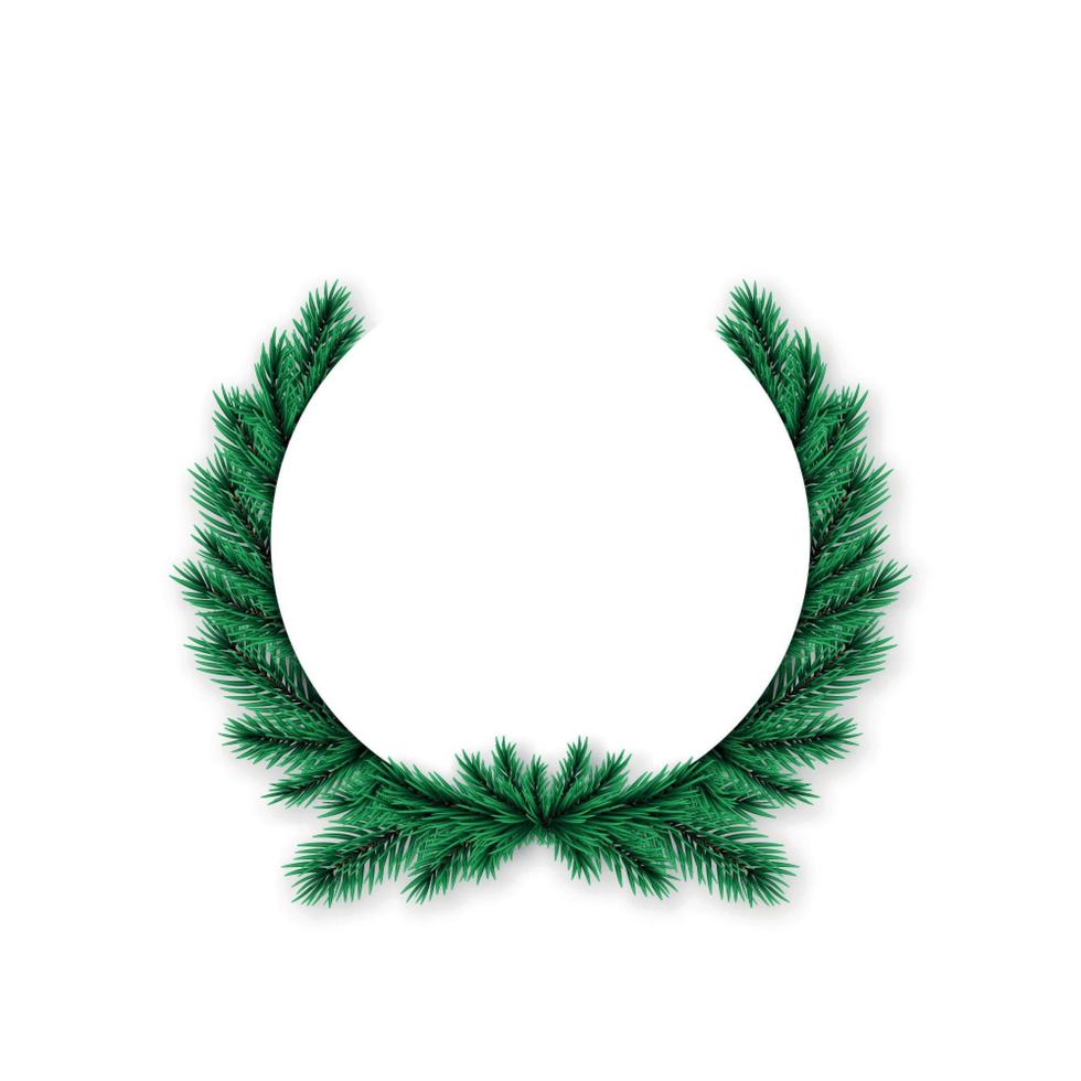 Realistic Christmas spruce wreath. Pine wreath isolated on white background. vector