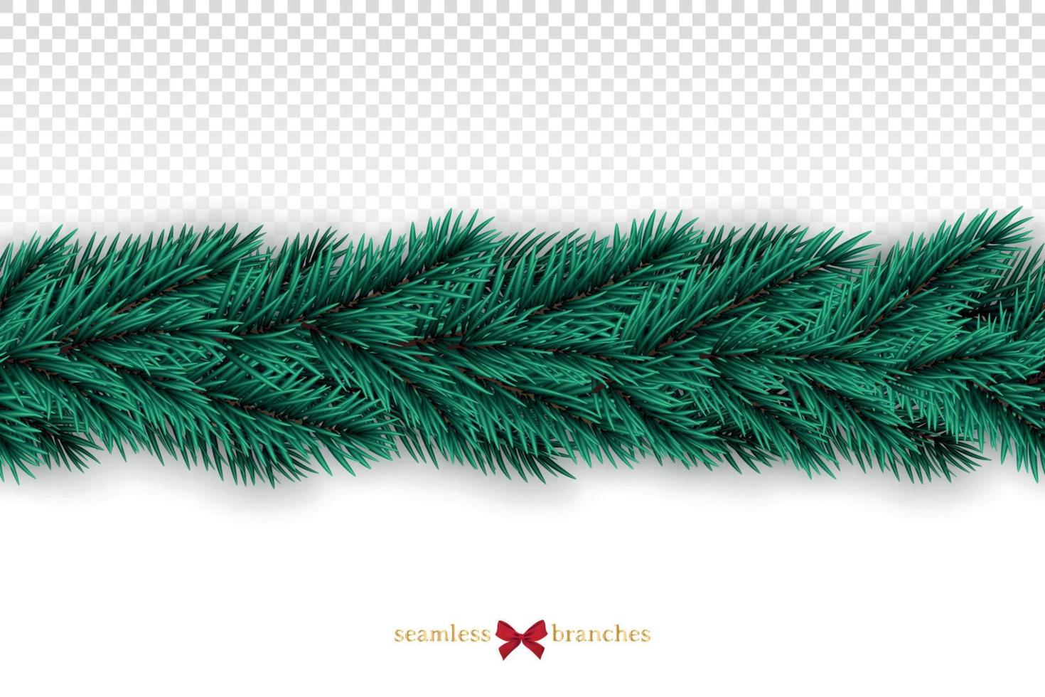 Seamless realistic fir tree garland isolated on white background. vector