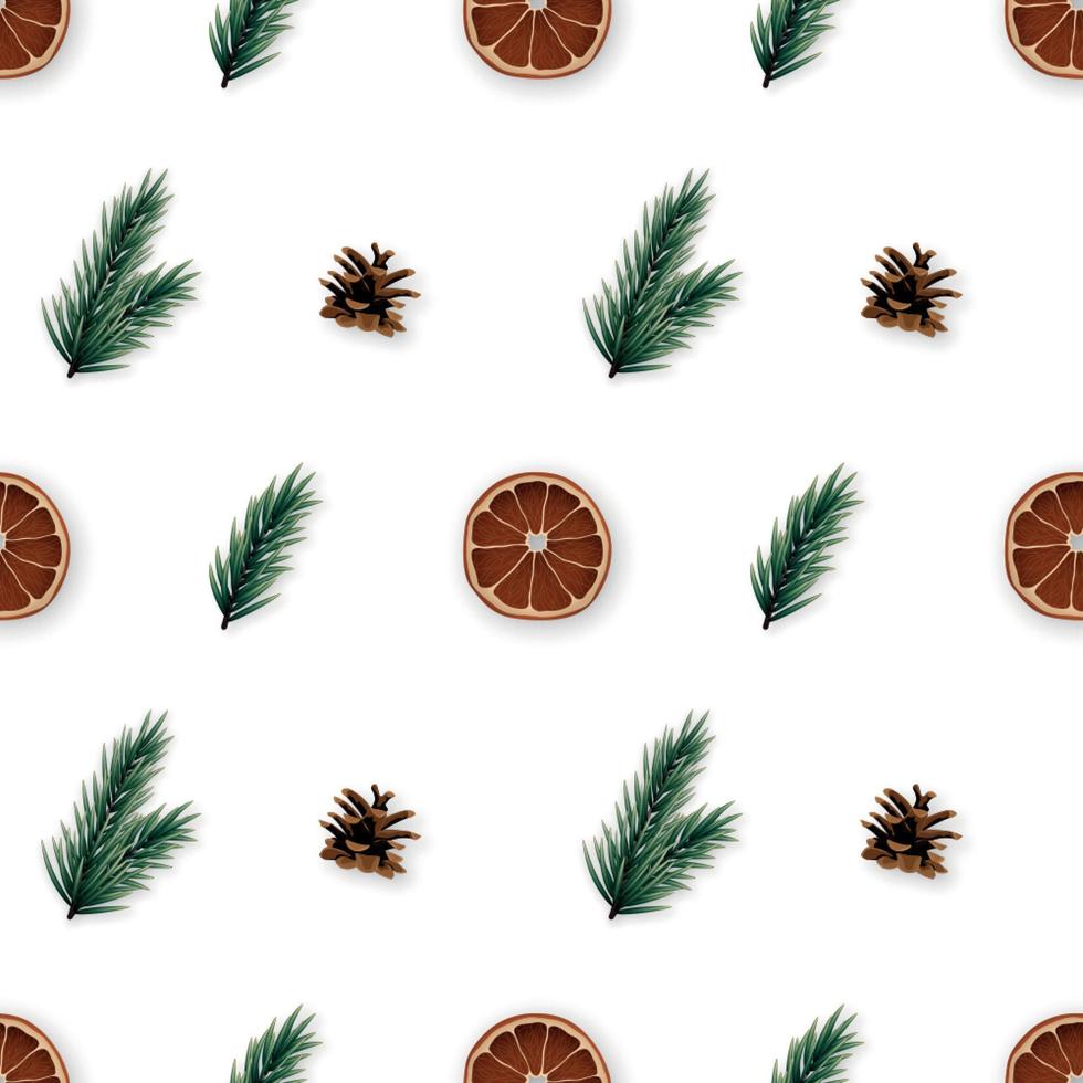 Christmas time seamless pattern with realistic fir tree branches vector