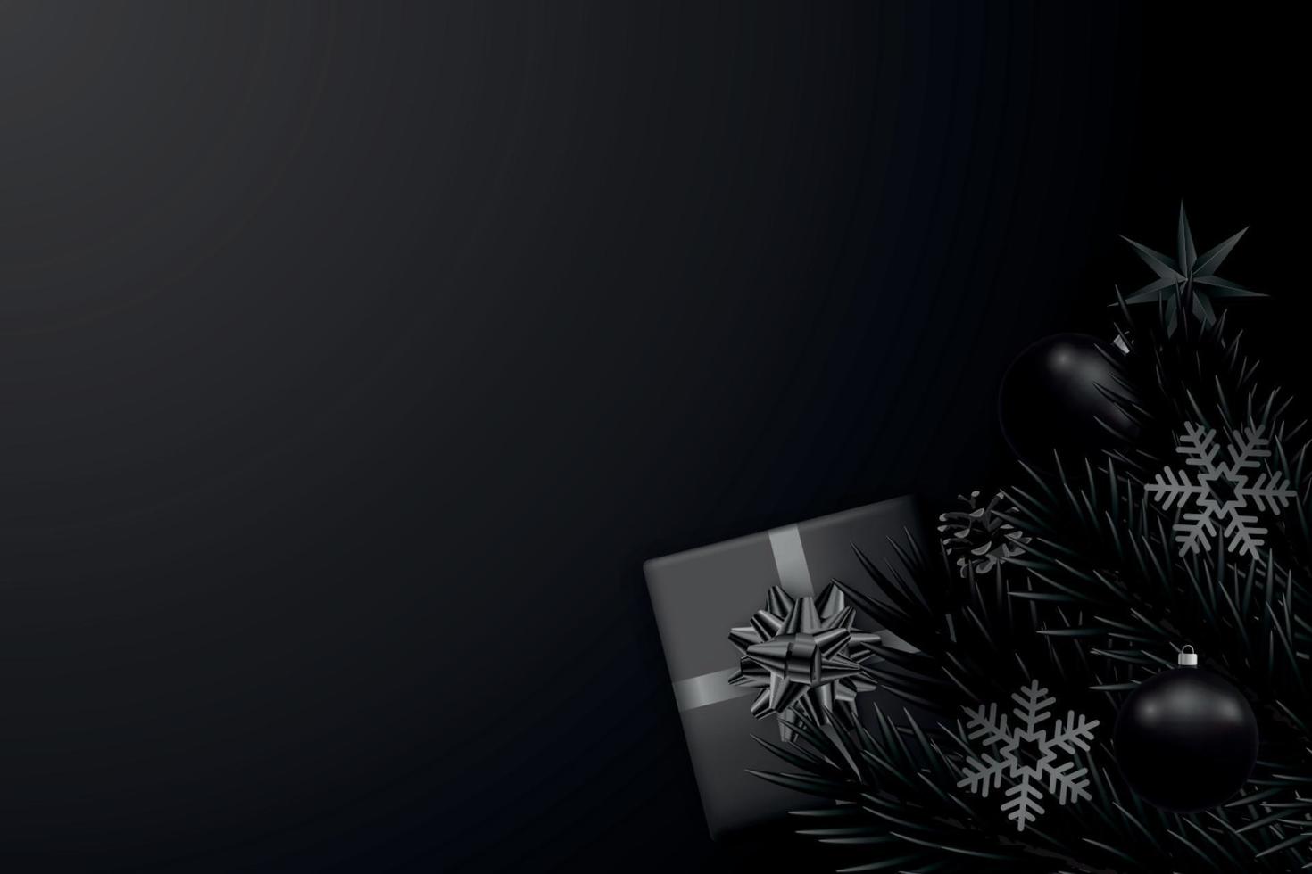 Abstract minimalist black background for Christmas and New year greetings. vector