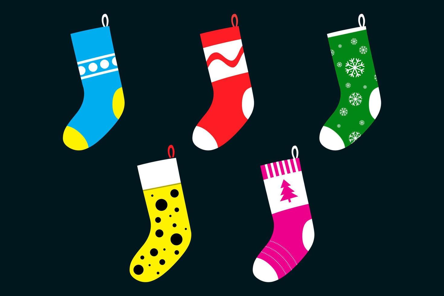 Christmas socks cartoon vector. Christmas sock ornaments party decoration vector. vector