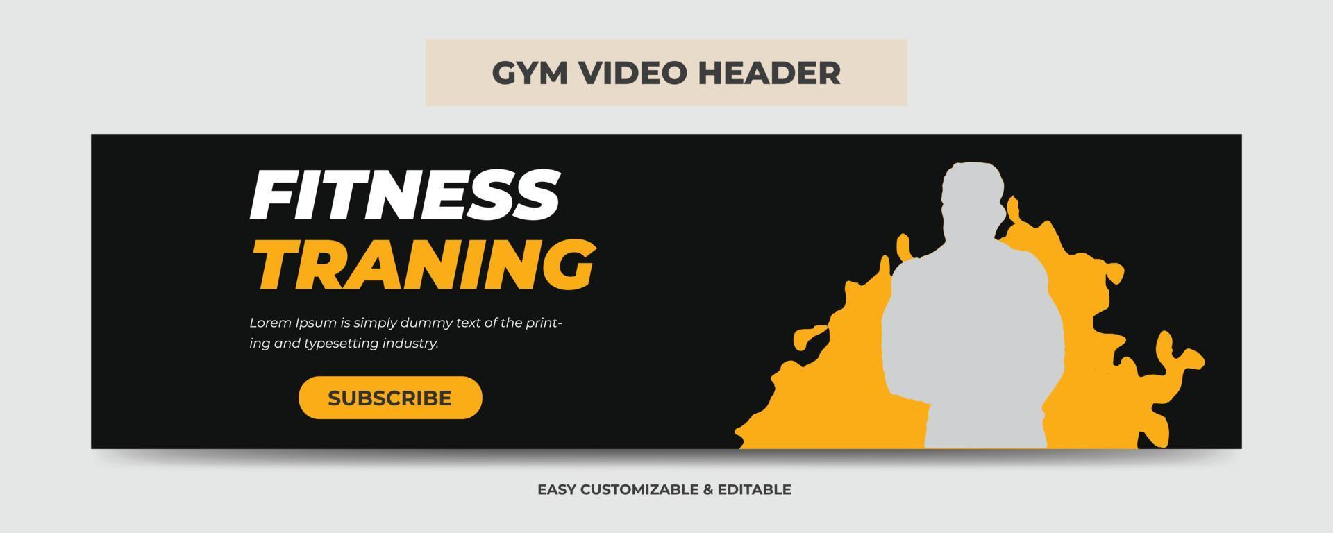 Gym video cover header template vector