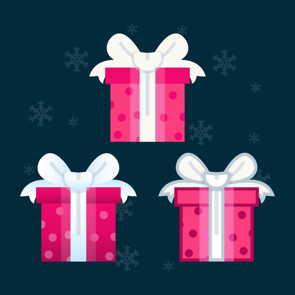 conjunto de elementos de diseño plano de caja de regalo, icono de caja de regalo, vector e ilustración.