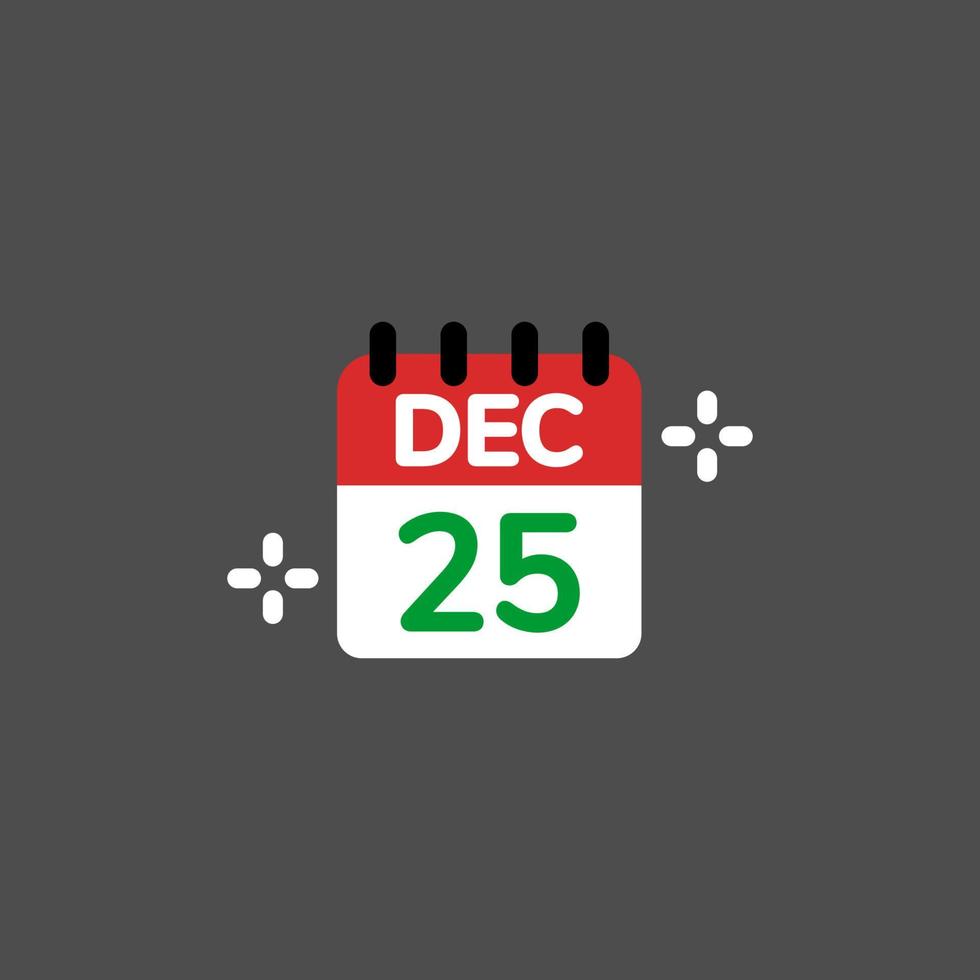 25th of December of Christmas day calendar flat design elements, Icon, Vector, Illustration. vector