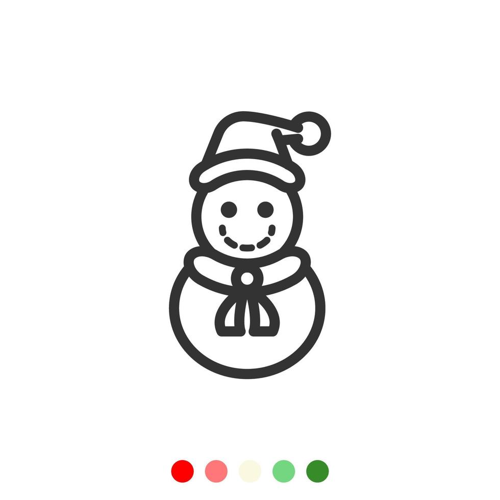 icono, vector e ilustración lindos del muñeco de nieve.